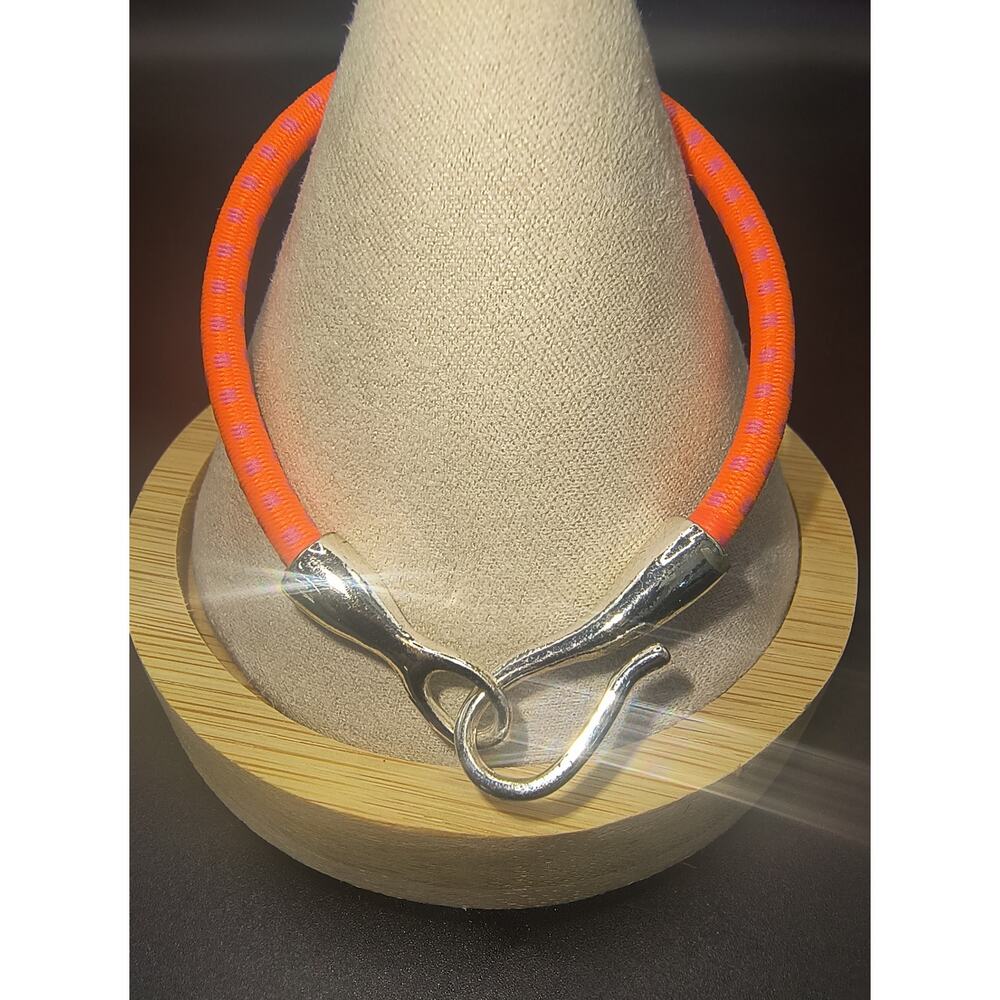 Maritime Hook Bracelet - Neon Orange Rope with Silver Clasp - NWOT